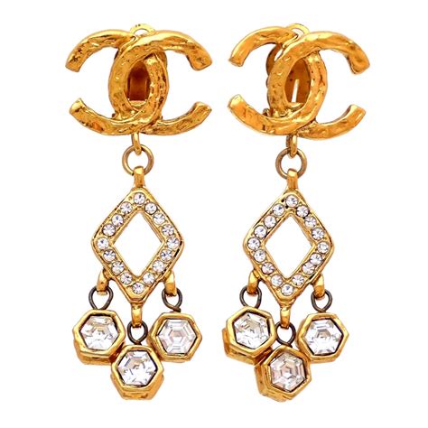 cheap chanel logo earrings|Chanel vintage logo earrings.